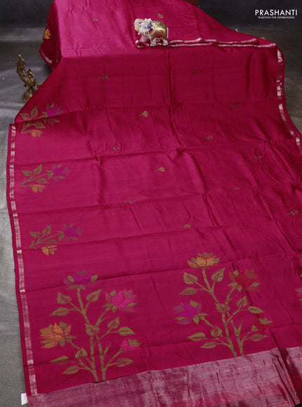 Pink & Violet Semi Tussar  - Jamdani Weaving
