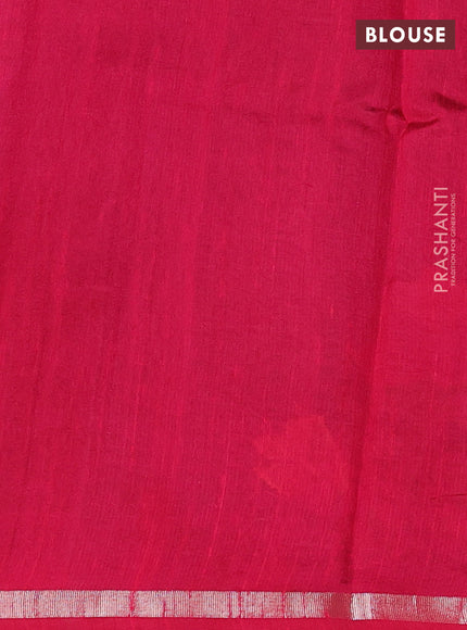 Blue & Pink Semi Tussar  - Jamdani Weaving