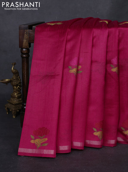 Pink & Violet Semi Tussar  - Jamdani Weaving