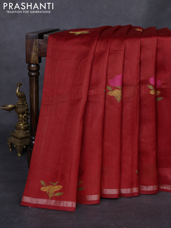 Rustic Orange & Mustard Yellow Semi Tussar  - Jamdani Weaving