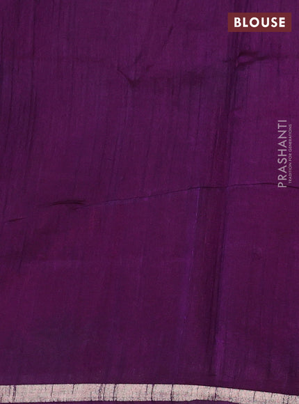 Red & Violet Semi Tussar  - Jamdani Weaving