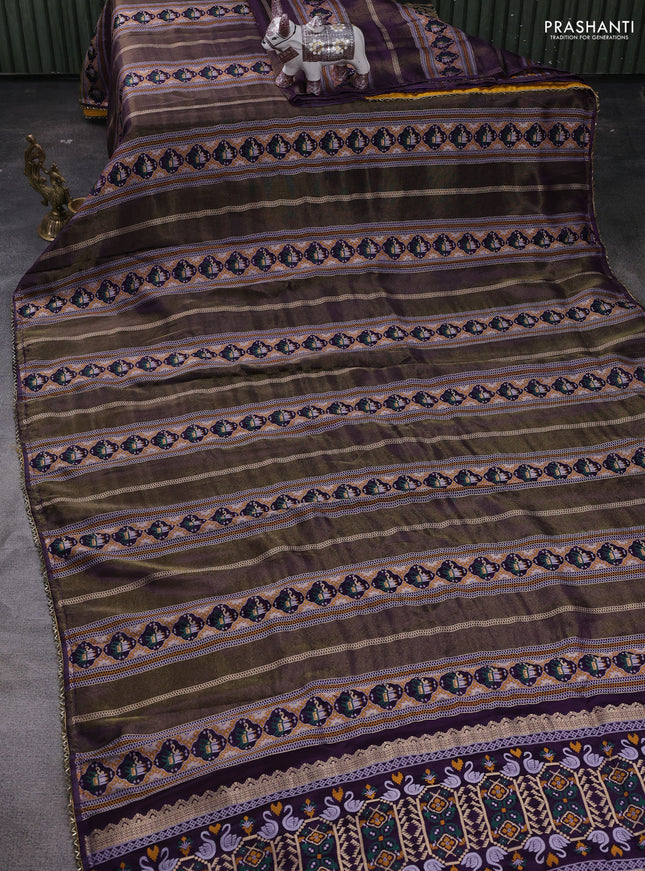 Violet & Mustard Yellow Banarasi Silk - Patola Weaving
