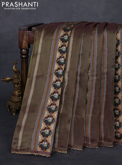 Coffee Brown & Rust Banarasi Silk - Patola Weaving