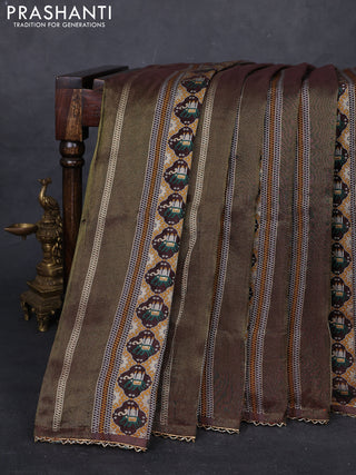 Coffee Brown & Rust Banarasi Silk - Patola Weaving