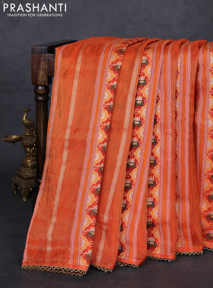 Orange & Coffee Brown Banarasi Silk - Patola Weaving