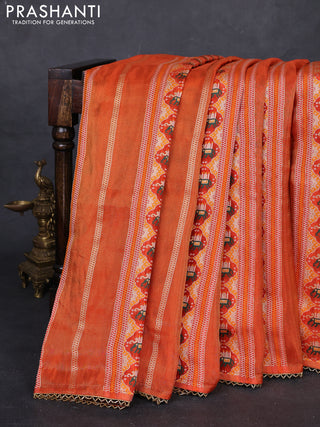 Orange & Coffee Brown Banarasi Silk - Patola Weaving