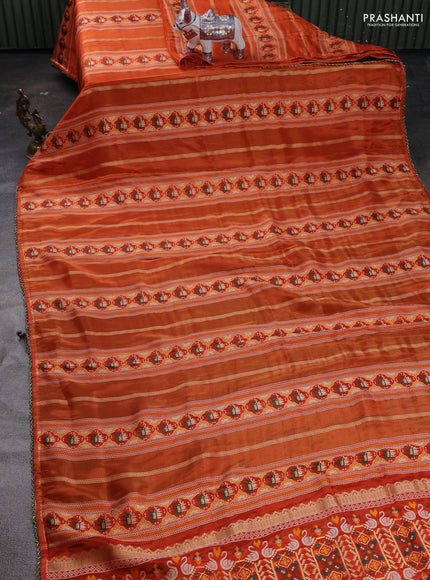 Orange & Coffee Brown Banarasi Silk - Patola Weaving