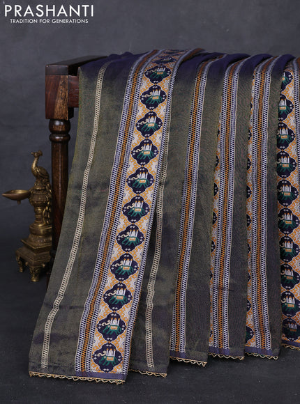 Navy Blue & Teal Green Banarasi Silk - Patola Weaving