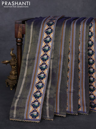 Navy Blue & Teal Green Banarasi Silk - Patola Weaving