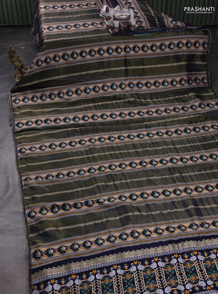 Navy Blue & Teal Green Banarasi Silk - Patola Weaving