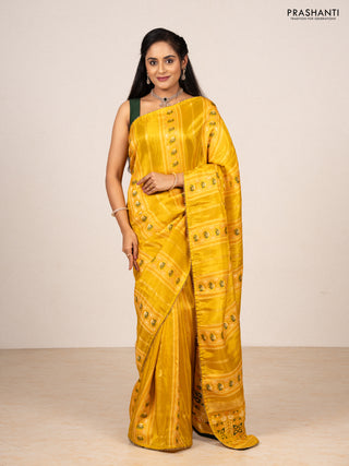 Yellow & Bottle Green Banarasi Silk - Patola Weaving