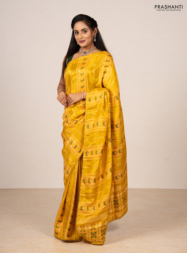 Yellow & Bottle Green Banarasi Silk - Patola Weaving