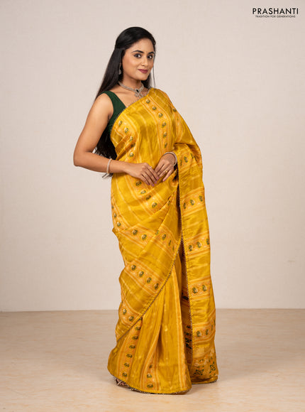 Yellow & Bottle Green Banarasi Silk - Patola Weaving