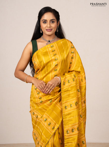Yellow & Bottle Green Banarasi Silk - Patola Weaving