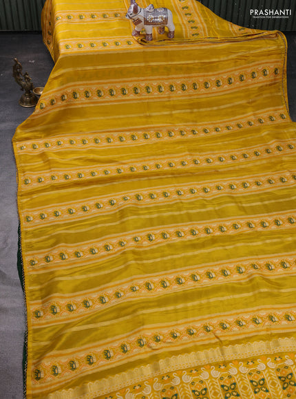 Yellow & Bottle Green Banarasi Silk - Patola Weaving