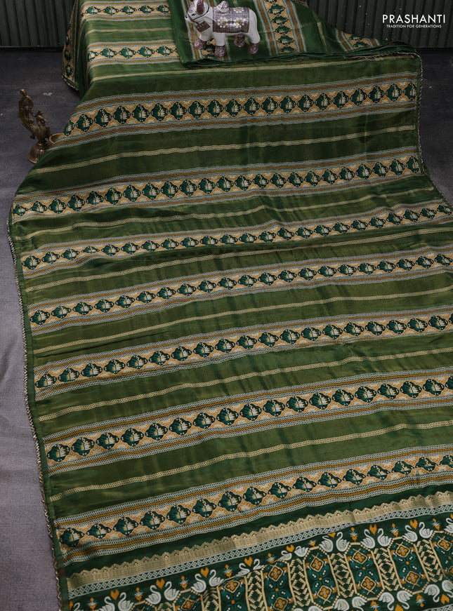 Green & Lime Green Banarasi Silk - Patola Weaving