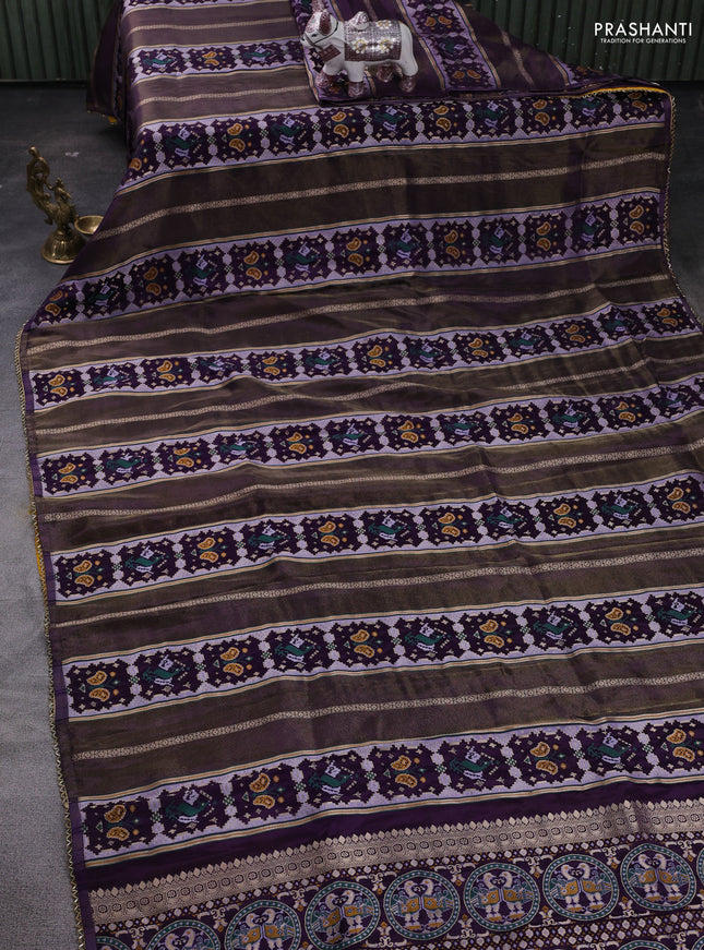 Violet & Yellow Banarasi Silk - Patola Weaving