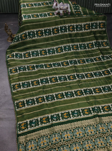 Green & Bottle Green Banarasi Silk - Patola Weaving