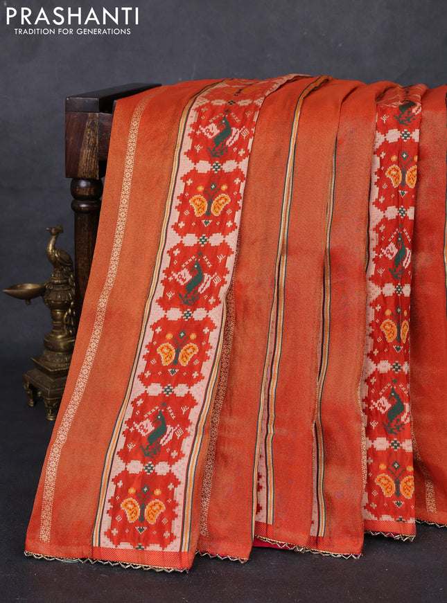 Orange & Pink Banarasi Silk - Patola Weaving