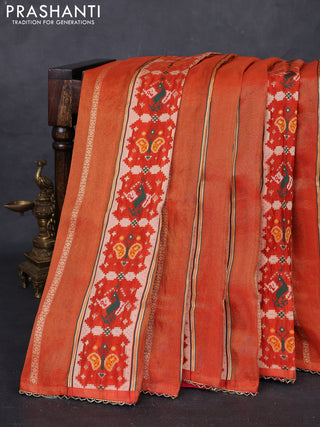 Orange & Pink Banarasi Silk - Patola Weaving