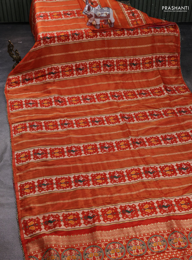 Orange & Pink Banarasi Silk - Patola Weaving
