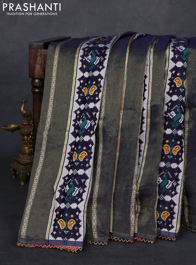 Navy Blue & Pink Banarasi Silk - Patola Weaving