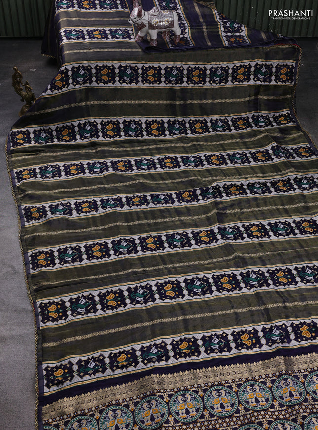 Navy Blue & Pink Banarasi Silk - Patola Weaving