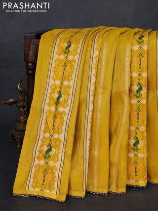 Yellow & Purple Banarasi Silk - Patola Weaving