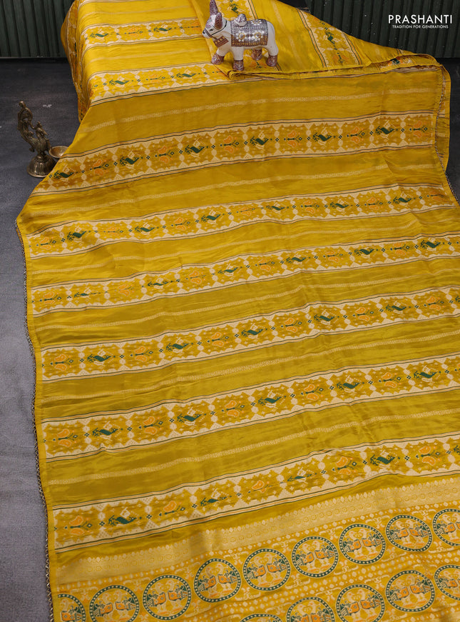 Yellow & Purple Banarasi Silk - Patola Weaving