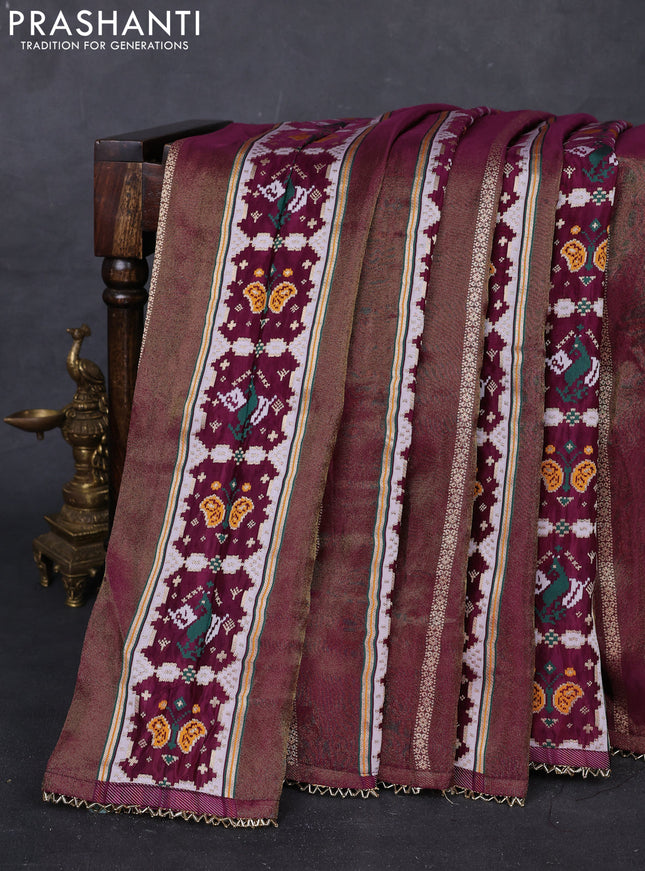 Purple & Peach Banarasi Silk - Patola Weaving