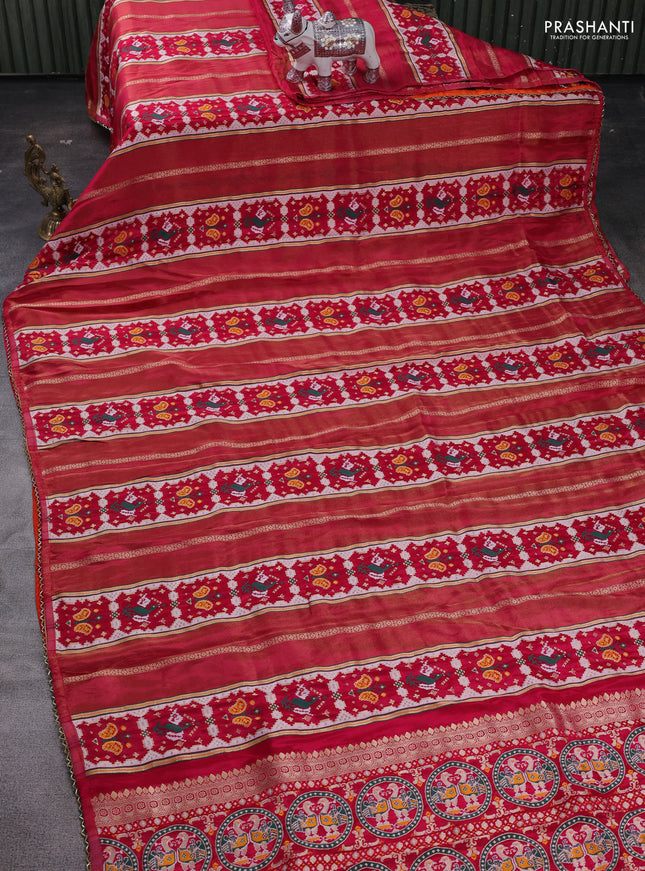 Pink & Orange Banarasi Silk - Patola Weaving