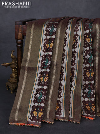 Coffee Brown & Orange Banarasi Silk - Patola Weaving