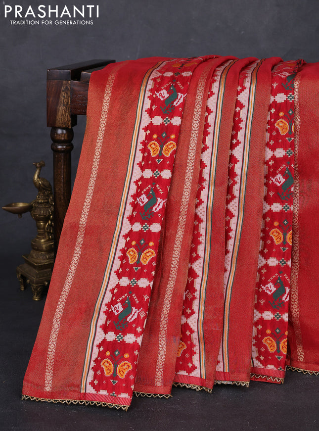 Red & Green Banarasi Silk - Patola Weaving