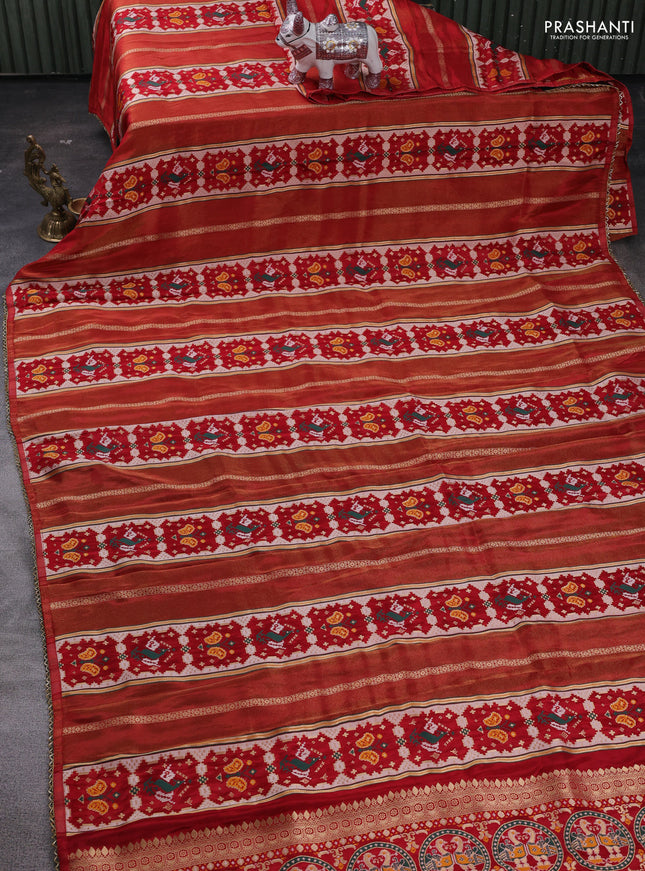 Red & Green Banarasi Silk - Patola Weaving