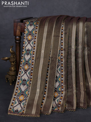 Coffee Brown Banarasi Silk - Patola Weaving