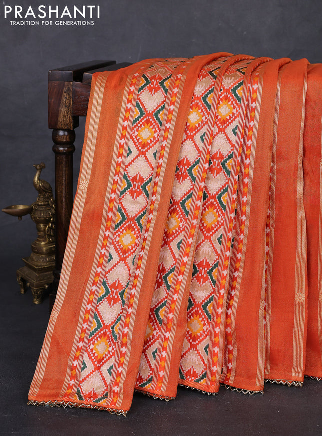 Orange Banarasi Silk - Patola Weaving