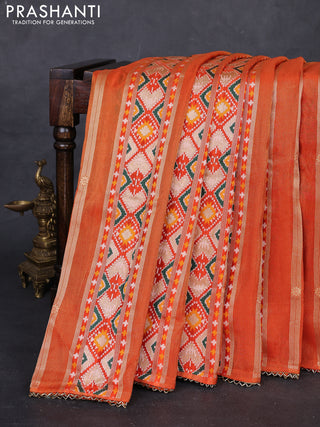 Orange Banarasi Silk - Patola Weaving