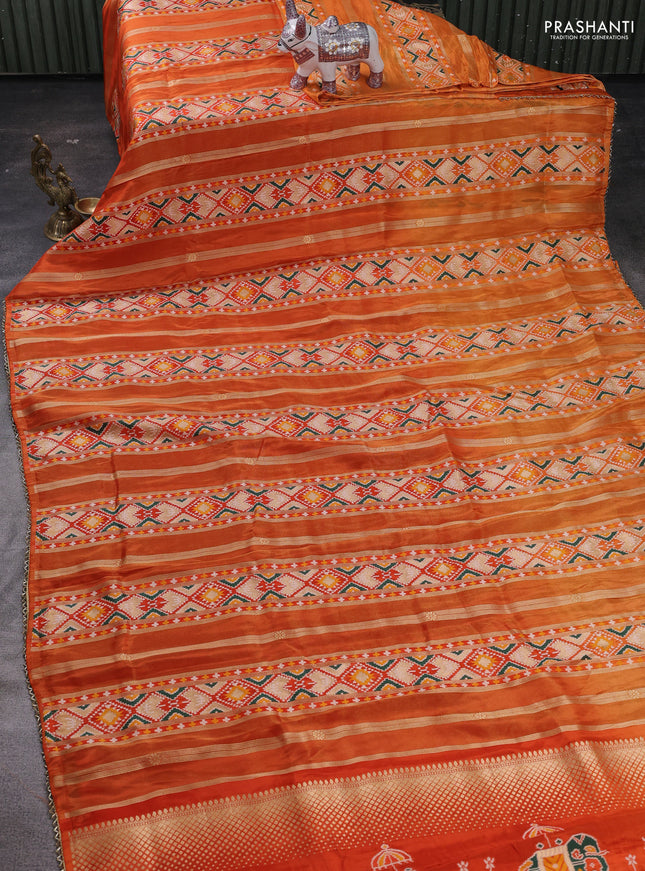 Orange Banarasi Silk - Patola Weaving
