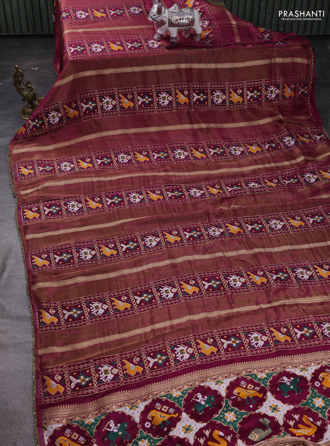 Purple & Lime Green Banarasi Silk - Patola Weaving