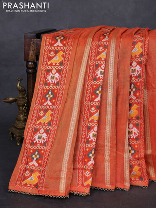 Orange & Coffee Brown Banarasi Silk - Patola Weaving