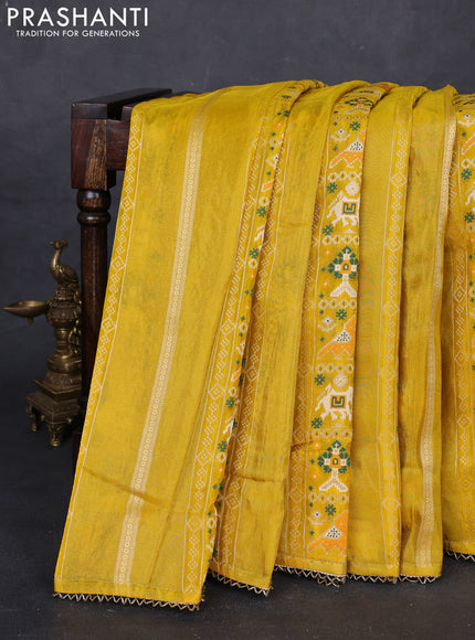 Yellow & Bottle Green Banarasi Silk - Patola Weaving