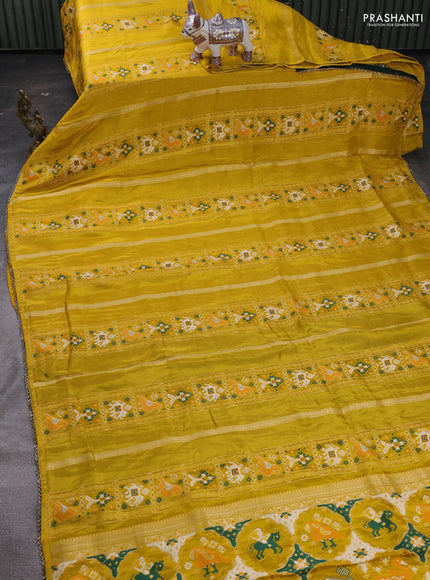 Yellow & Bottle Green Banarasi Silk - Patola Weaving