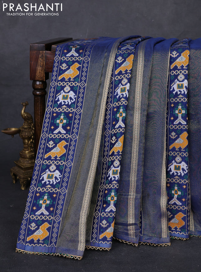 Blue & Teal Green Banarasi Silk - Patola Weaving