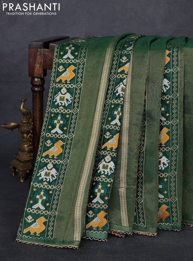 Green & Peach Banarasi Silk - Patola Weaving