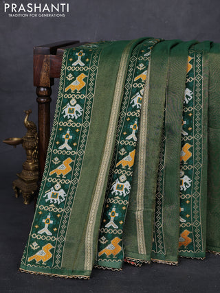 Green & Peach Banarasi Silk - Patola Weaving