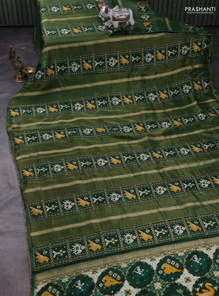 Green & Peach Banarasi Silk - Patola Weaving