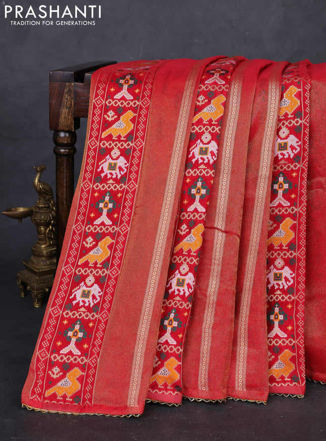 Red & Yellow Banarasi Silk - Patola Weaving