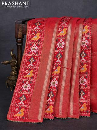 Red & Yellow Banarasi Silk - Patola Weaving
