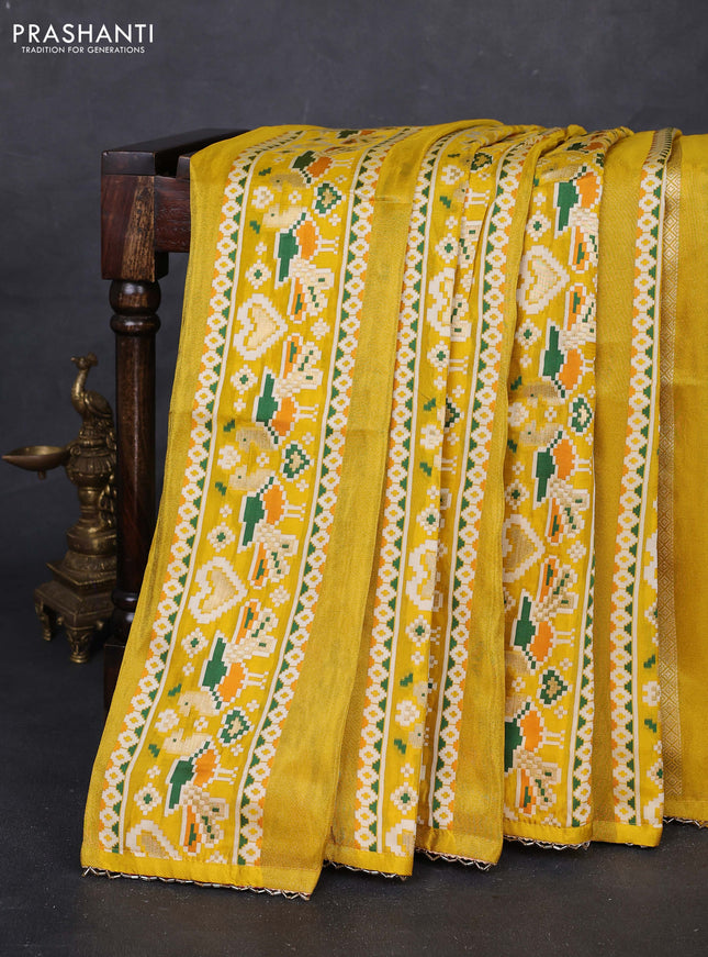 Yellow & Pink Banarasi Silk - Patola Weaving