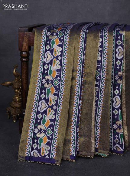 Navy Blue & Teal Blue Banarasi Silk - Patola Weaving